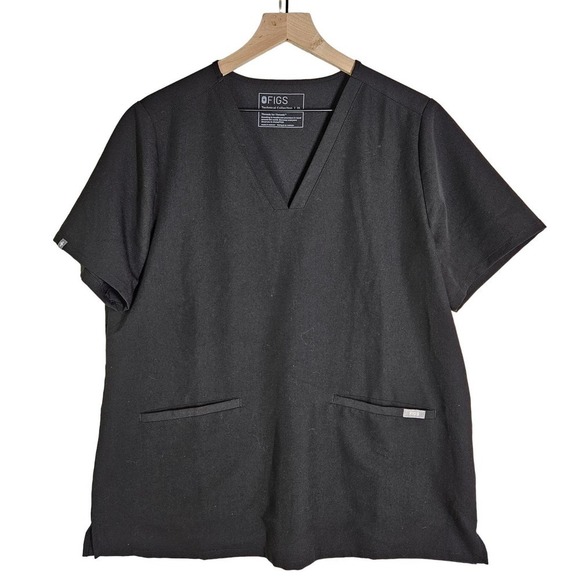 Figs Casma 3 Pocket Scrub Top XL Short Sleeve Black - Picture 1 of 6